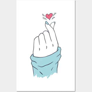 Korean Finger Heart Symbol Kpop Love Aesthetic Posters and Art